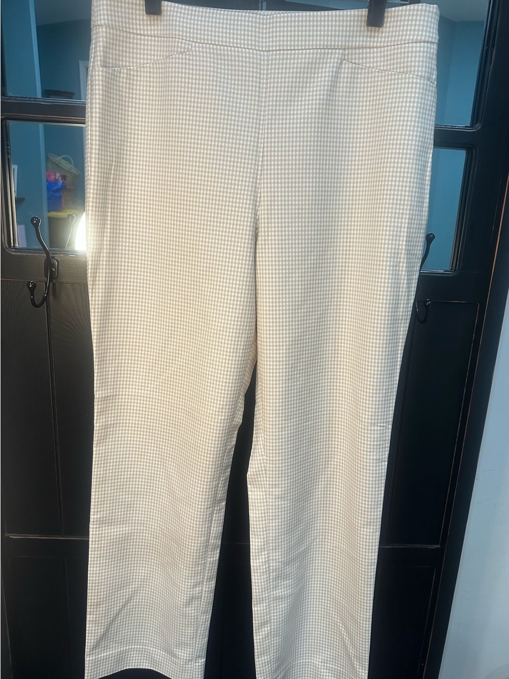 Slim Straight woman’s Dress Pants in Light Beige Check